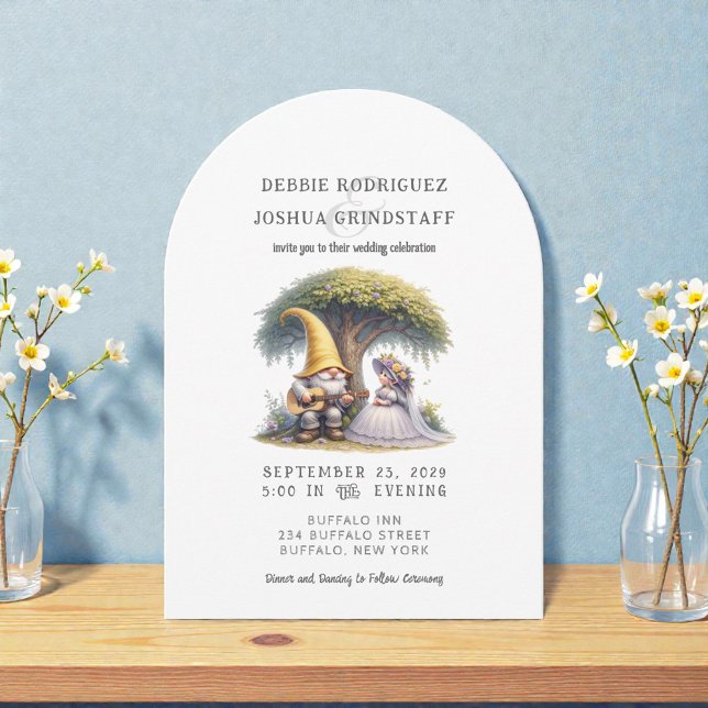 Whimsical Gnomes Fun Wedding Invitation  Inbjudningar (Skapare uppladdad)