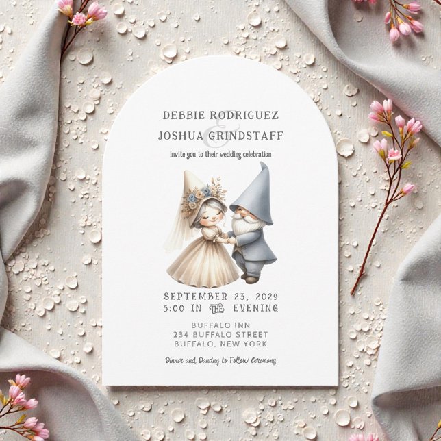Whimsical Gnomes Fun Wedding Invitation  Inbjudningar (Skapare uppladdad)