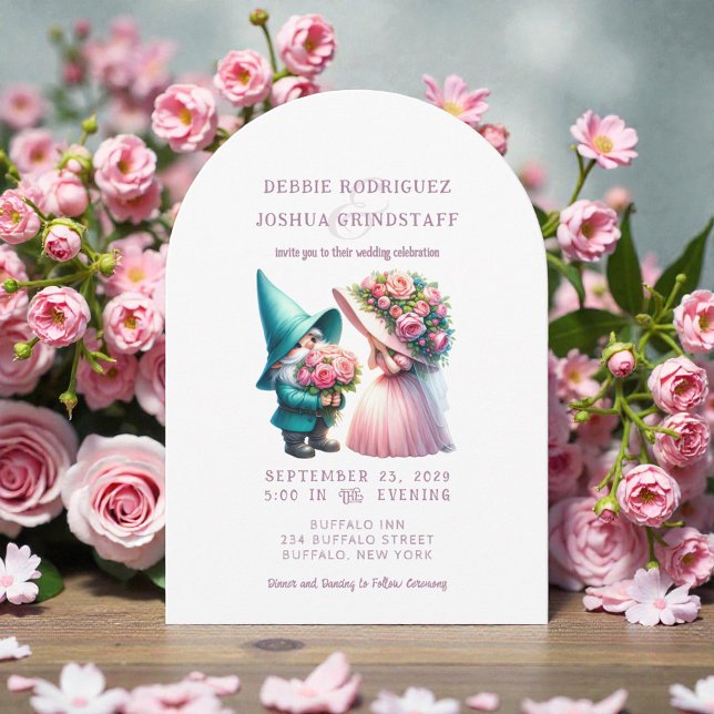 Whimsical Gnomes Fun Wedding Invitation  Inbjudningar (Skapare uppladdad)