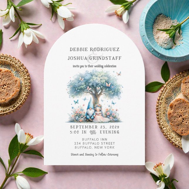 Whimsical Gnomes Fun Wedding Invitation  Inbjudningar (Skapare uppladdad)