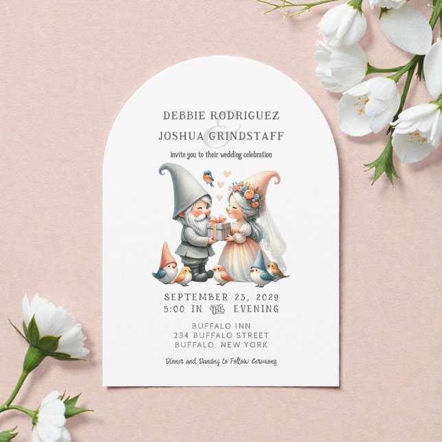 Whimsical Gnomes Fun Wedding Invitation  Inbjudningar (Skapare uppladdad)