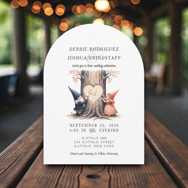 Whimsical Gnomes Fun Wedding Invitation  Inbjudningar (Skapare uppladdad)