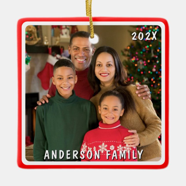 Whimsical Gnomes God jul Photo Julgransprydnad Keramik (Framsida)