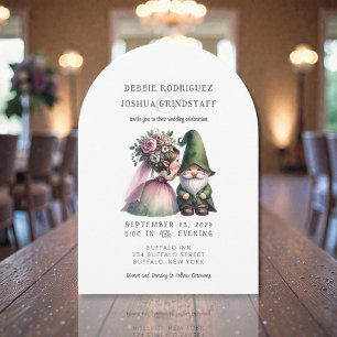 Whimsical Gnomes Roligt Bröllopsinbjudan Inbjudningar