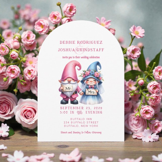 Whimsical Gnomes Roligt Bröllopsinbjudan  Inbjudningar (Skapare uppladdad)