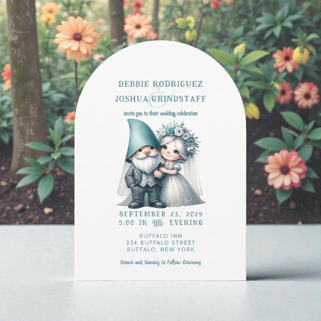 Whimsical Gnomes Roligt Bröllopsinbjudan  Inbjudningar (Skapare uppladdad)