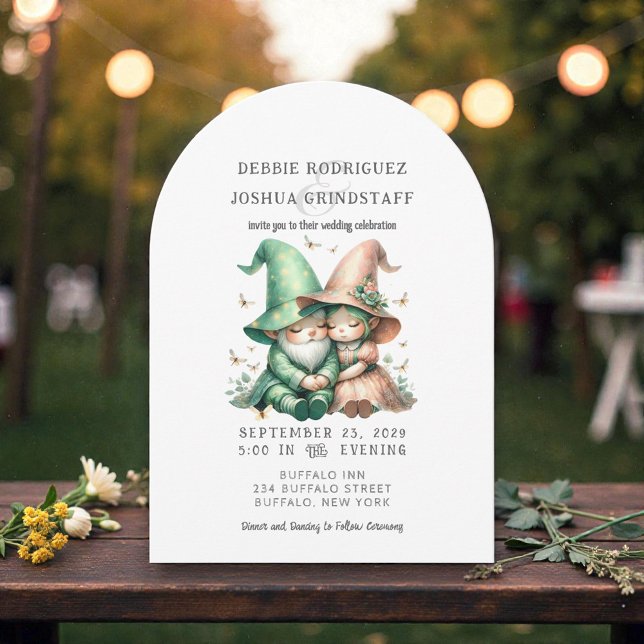 Whimsical Gnomes Roligt Bröllopsinbjudan  Inbjudningar (Skapare uppladdad)