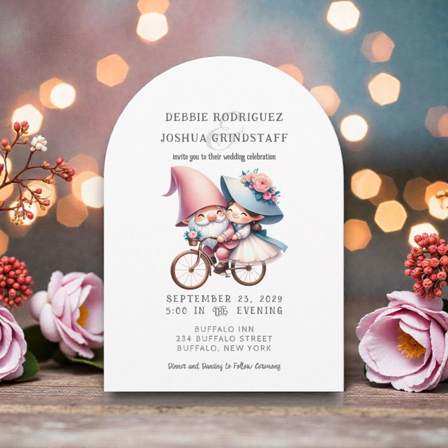 Whimsical Gnomes Roligt Bröllopsinbjudan  Inbjudningar (Skapare uppladdad)