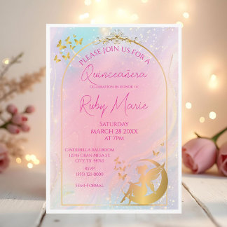 Whimsical Gold Fairy Pixie Invitation Inbjudningar