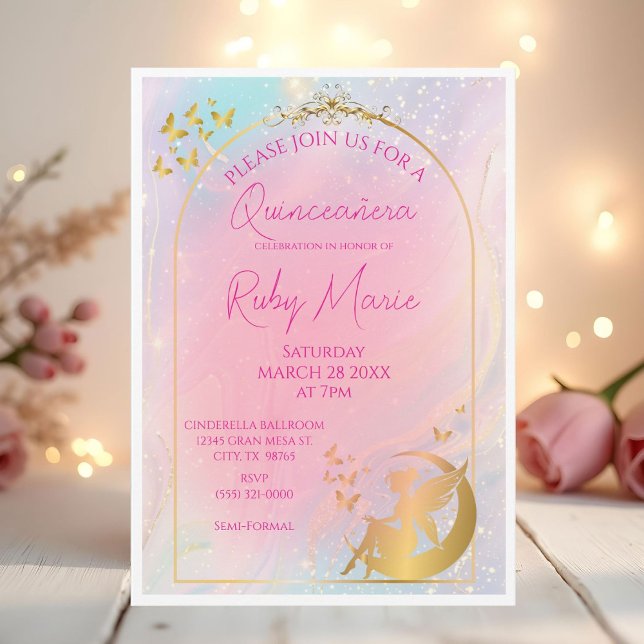 Whimsical Gold Fairy Pixie Invitation Inbjudningar (Skapare uppladdad)