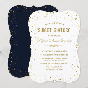 Whimsical Gold Stjärnklar natt Sweet 16 Inbjudningar