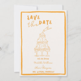 Whimsical Golden Timme Save the Date Investigation Inbjudningar