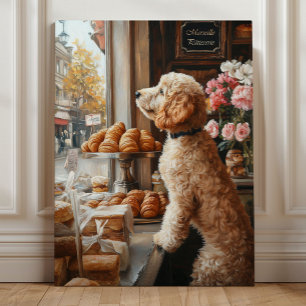 Whimsical Goldendoodle Konst - Fransk Bageri Canvastryck