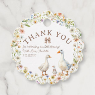 Whimsical Goose Baby Shower Tack Gåvor Etiketter