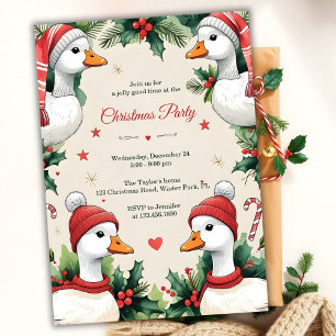 Whimsical Goose Mysig Jul Julfest Inbjudningar