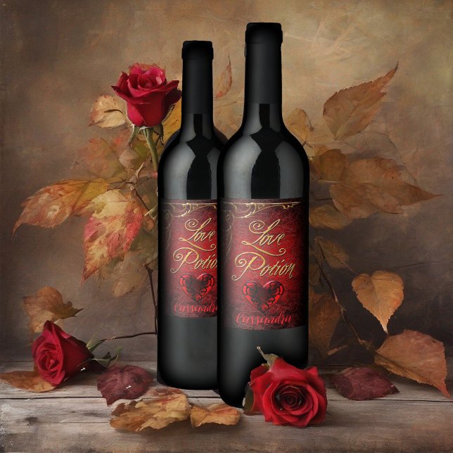 Whimsical Goth Kärlek Potion Vinflaska Etikett (Skapare uppladdad)