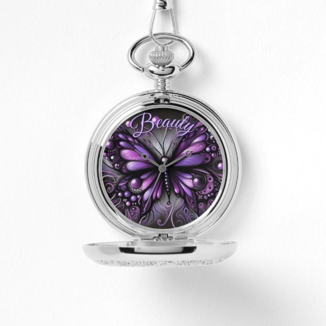 Whimsical Gothic Butterfly Purple Personalized Armbandsur (Framsida)