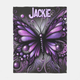 Whimsical Gothic Butterfly Purple Personalized Fleecefilt