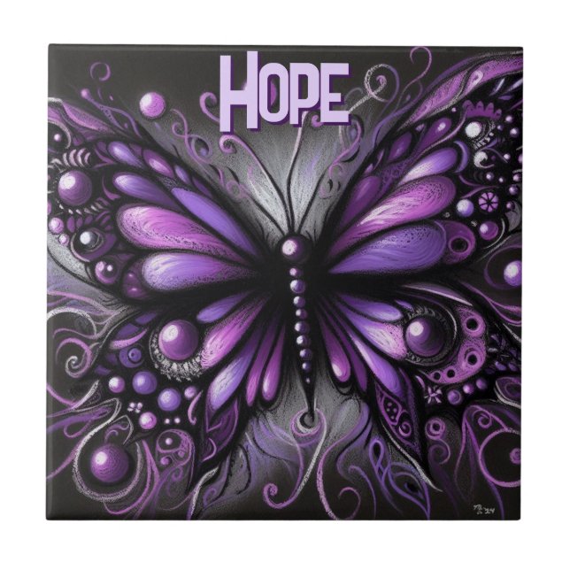 Whimsical Gothic Butterfly Purple Personalized Kakelplatta (Framsidan)