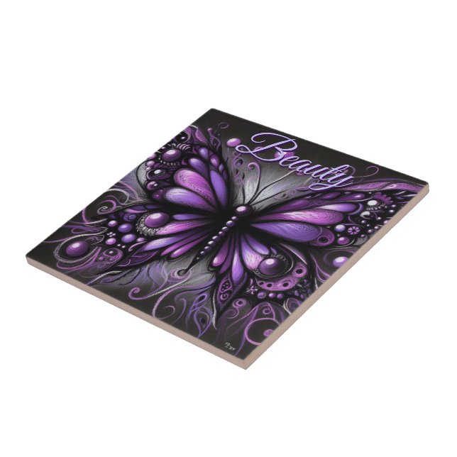 Whimsical Gothic Butterfly Purple Personalized Kakelplatta (Sidan)