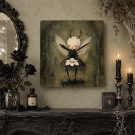 Whimsical Gothic Fairycore Mörk Fantasy Blommig Fyrkantig Klocka