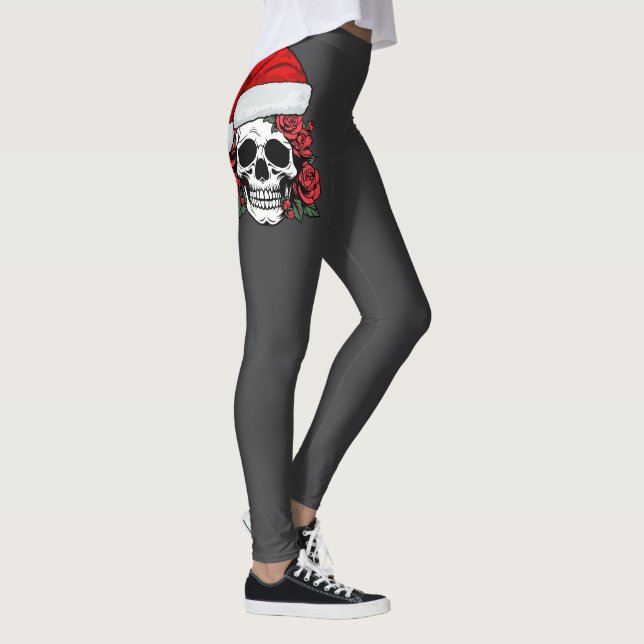 Whimsical Gothic Tomte Dödskalle Jul Strumpbyxor Leggings (Höger)