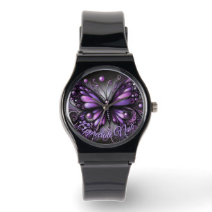Whimsical gotisk fjäril lila personlig armbandsur