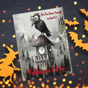 Whimsical gotisk kråka rolig skräck Halloween Vykort