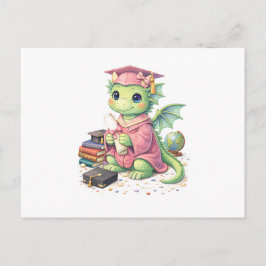 Whimsical Graduate Dragon with Diploma Vykort