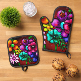 Whimsical Graffiti-Stil Blommigt Flowers Ladybug