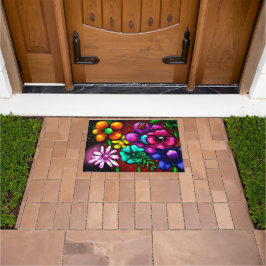 Whimsical Graffiti-Stil Blommor Nyckelpiga