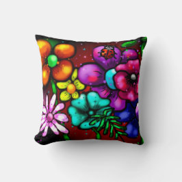 Whimsical Graffiti-Style Floral Flowers Ladybug Kudde