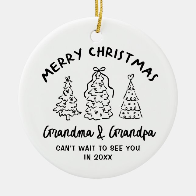 Whimsical Grandparents Pregnancy Announcement Julgransprydnad Keramik (Framsidan)