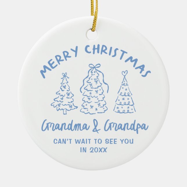 Whimsical Grandparents Pregnancy Announcement Julgransprydnad Keramik (Framsidan)