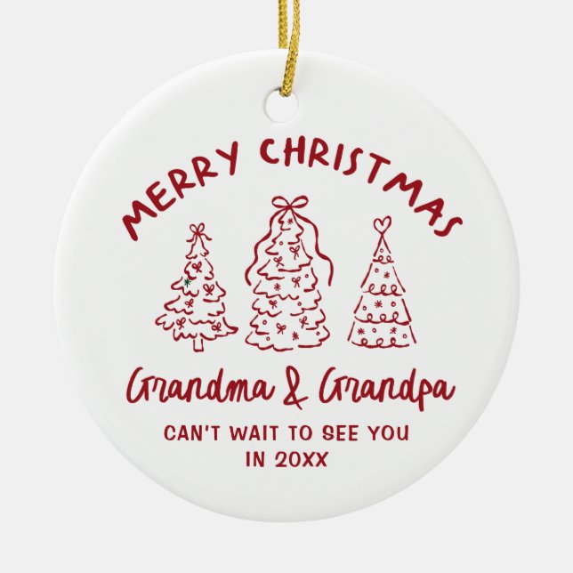 Whimsical Grandparents Pregnancy Announcement Julgransprydnad Keramik (Framsidan)
