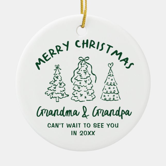 Whimsical Grandparents Pregnancy Announcement Julgransprydnad Keramik (Framsidan)
