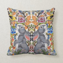 Whimsical Grått Bunny Rabbit Bird Blommigt Jacobea