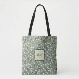 Whimsical Green Botanical Vines Monogram Tygkasse