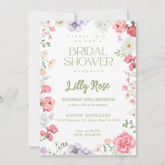 Whimsical Green och Rosa Bröllopsfestinbjudningar Inbjudningar
