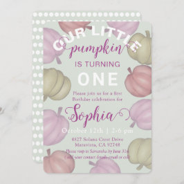 Whimsical Green Pumpkins & Photo Birthday Inbjudningar