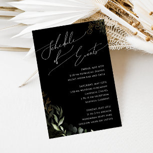 Whimsical Greenery Black & Guld Schedule of Events Tilläggskort