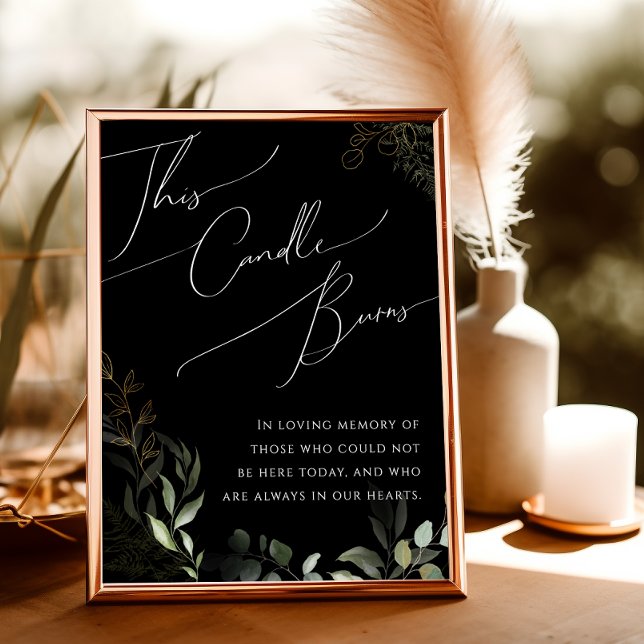 Whimsical Greenery Guld | Svart ljusbrinnande ljus Poster (Skapare uppladdad)