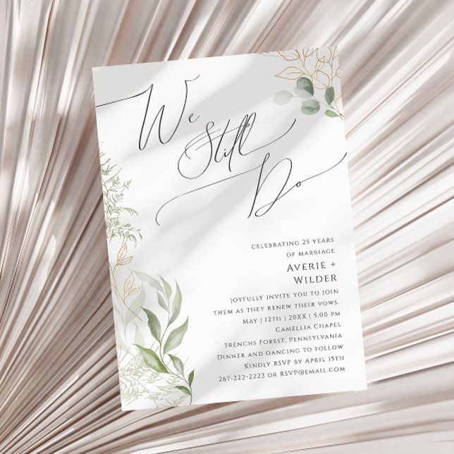 Whimsical Greenery Guld | Vi gör fortfarande Vow-f Inbjudningar (Skapare uppladdad)
