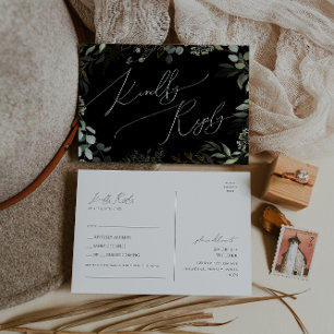 Whimsical Greenery Svart Guld Sångönskan RSVP Vykort