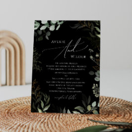 Whimsical Grey Black Guld Traditional Bröllop Inbjudningar