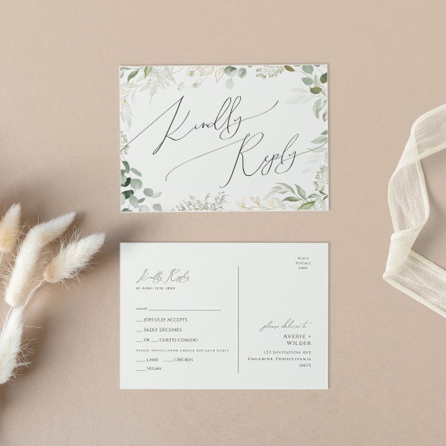 Whimsical Grey Guld Menu Choice OSA Postcard Vykort (Skapare uppladdad)