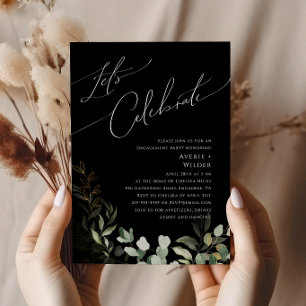 Whimsical Grey och Guld Black Låt oss Celebrate Inbjudningar