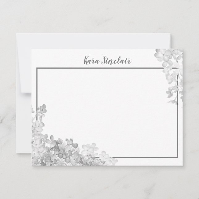 Whimsical Grise Blommar Anteckningskort (Framsida)