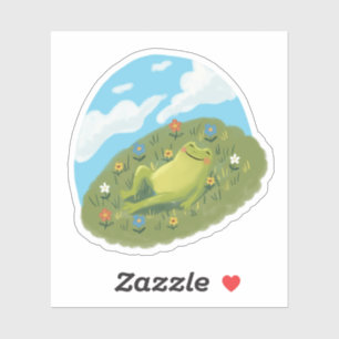 Whimsical Groda Avslappnad På Kullen Illustration Klistermärken