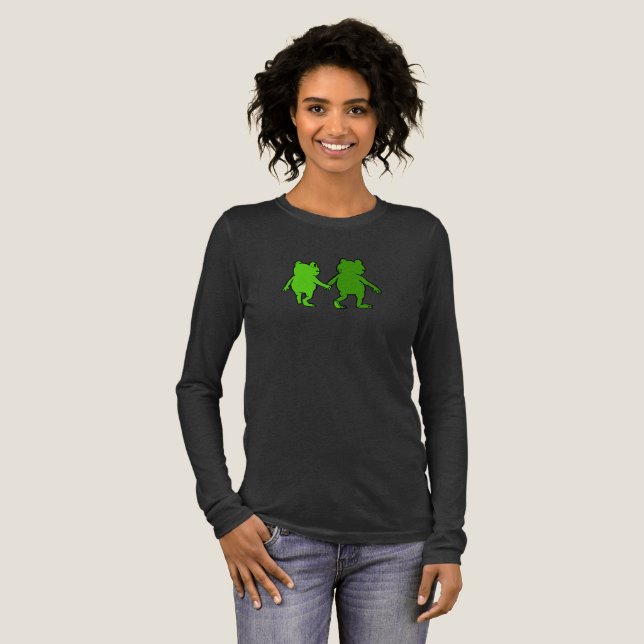 Whimsical Groda Resa Tillsammans Illustration T Shirt (Hel framsida)